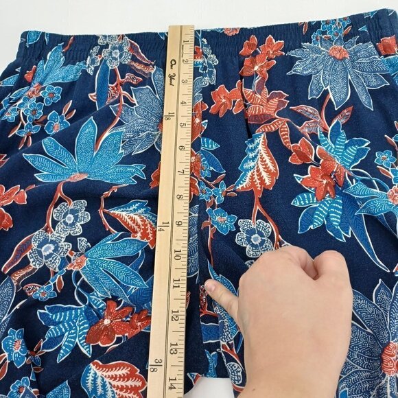 J. Jill Sarasa Tropical Full Leg Cropped Pants Blue Women's M Floral Beach Boho - Picture 9 of 10